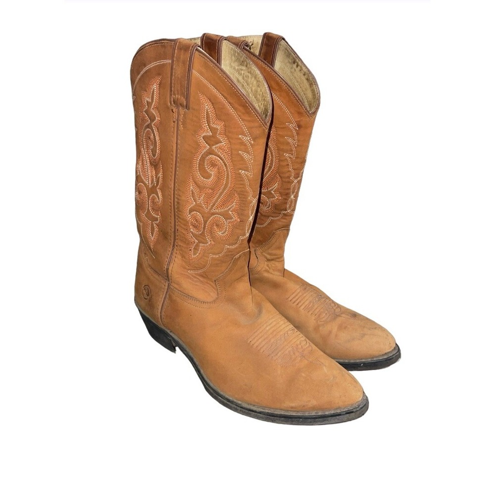 Men's Double H 12 D Suede Leather Cowboy Western Boots Brown HH 3253